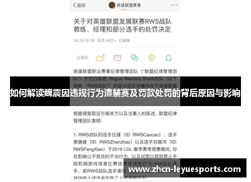 如何解读魏震因违规行为遭禁赛及罚款处罚的背后原因与影响