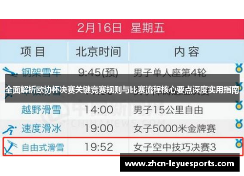 全面解析欧协杯决赛关键竞赛规则与比赛流程核心要点深度实用指南